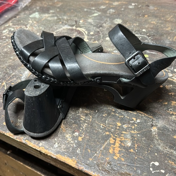 Dansko Strappy Wedge Heeled Black Sandals - Picture 6 of 9